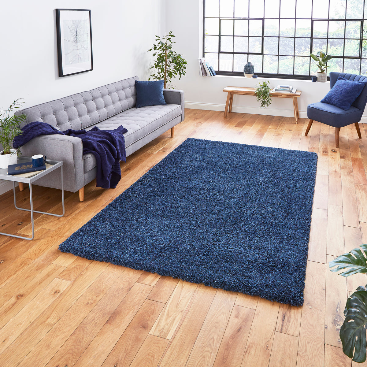 Sierra 9000 Shaggy Rug (Dark Blue) – Liverpool Rug Co